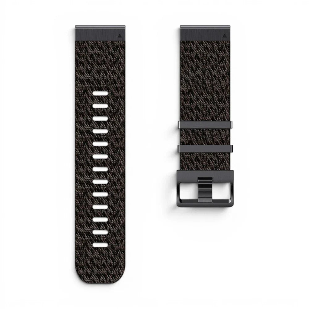 Bracelet Garmin Jacquard nylon jacquard coloris noir vue face - Clipz-it