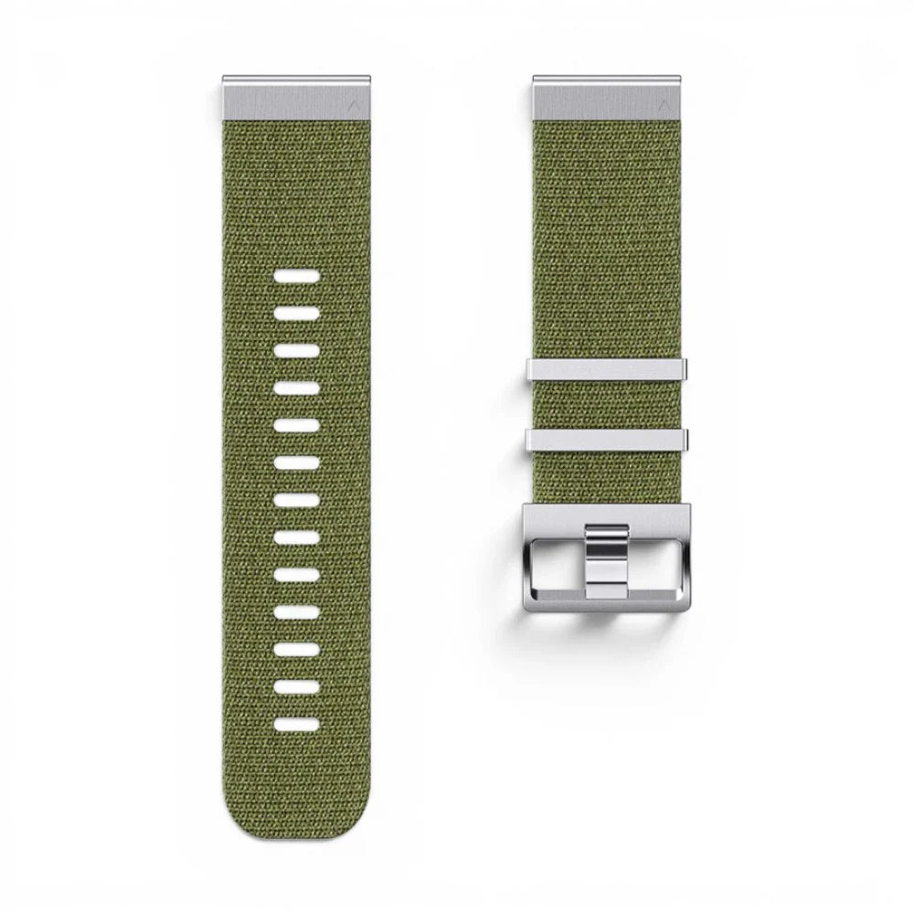Bracelet Garmin Jacquard nylon jacquard coloris vert-militaire vue côté - Clipz-it