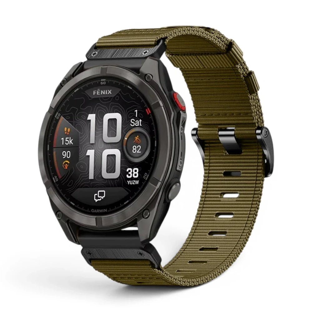 Bracelet Garmin Kevlar nylon militaire vue face - Clipz-it