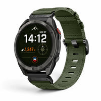 Bracelet Kevlar nylon militaire Garmin Quick-Fit 26mm cadran Clipz-it vue face - Clipz-it