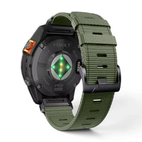 Bracelet Garmin Kevlar nylon militaire coloris vert vue dos - Clipz-it