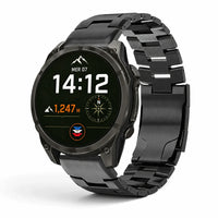 Bracelet Kratos titane Garmin Quick-Fit 26mm cadran Clipz-it vue face - Clipz-it