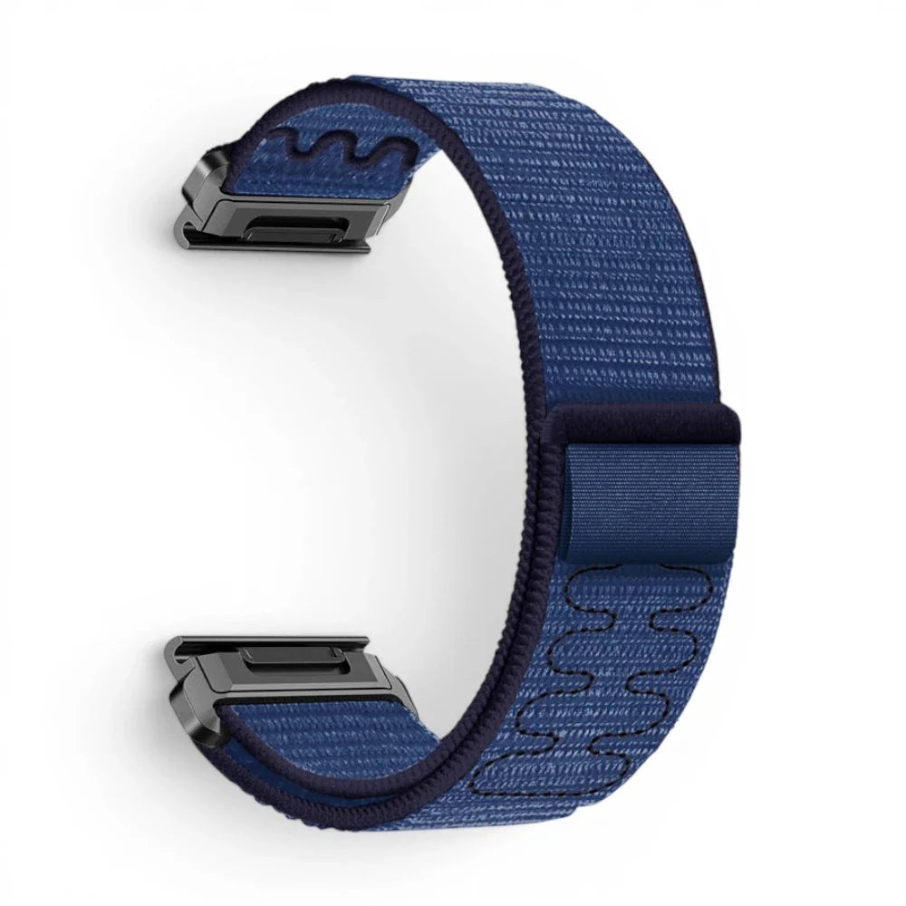 Bracelet Garmin Loop nylon coloris bleu-nuit vue côté - Clipz-it