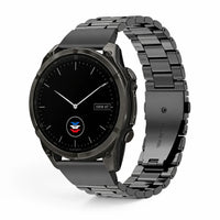 Bracelet Maillon acier inoxydable à maillons Garmin Quick-Fit 20mm cadran Clipz-it vue face - Clipz-it