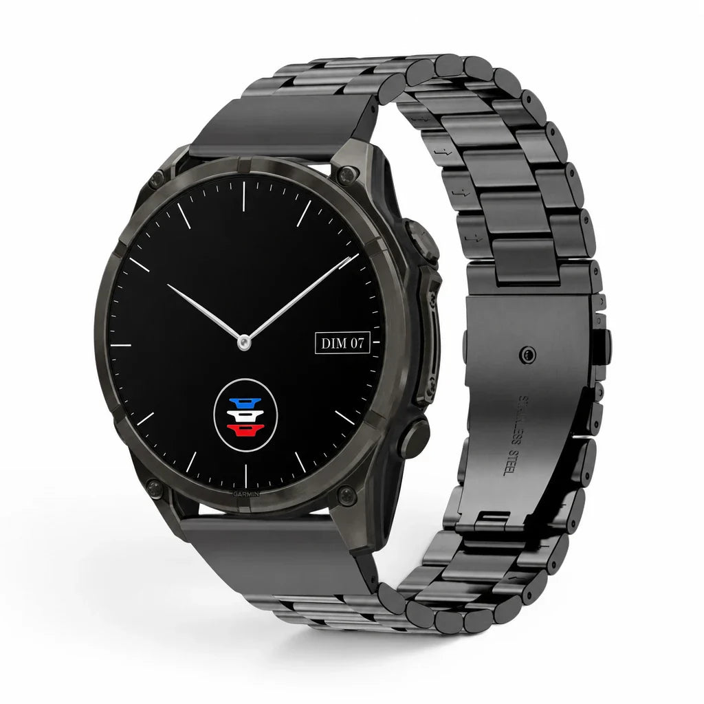 Bracelet Garmin Maillon acier inoxydable a maillons vue face - Clipz-it