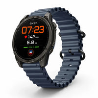Bracelet Garmin Marine silicone marin coloris bleu vue côté - Clipz-it
