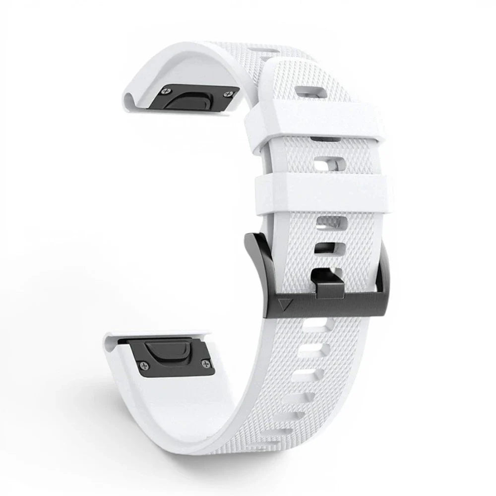 Bracelet Garmin Motion silicone coloris blanc vue côté - Clipz-it