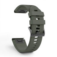 Bracelet Garmin Motion silicone coloris kaki vue côté - Clipz-it