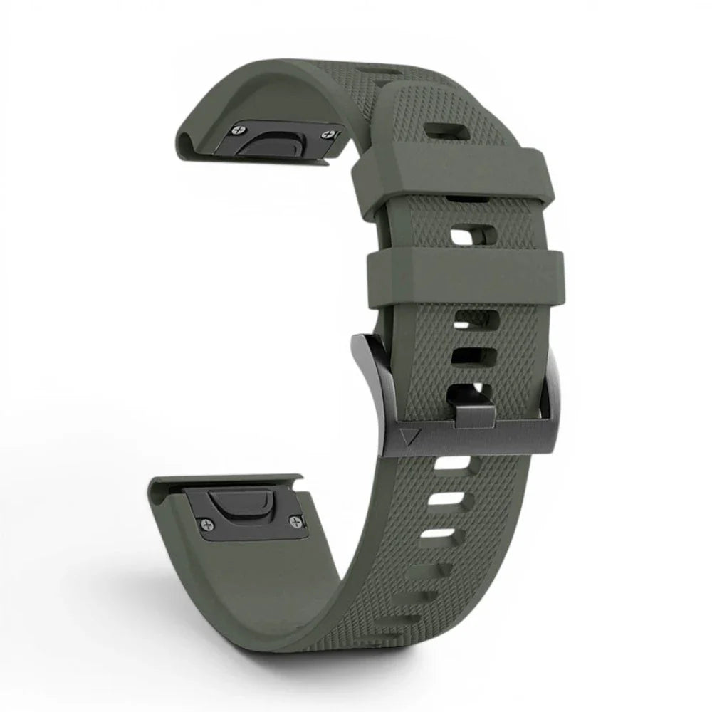 Bracelet Garmin Motion silicone coloris kaki vue côté - Clipz-it