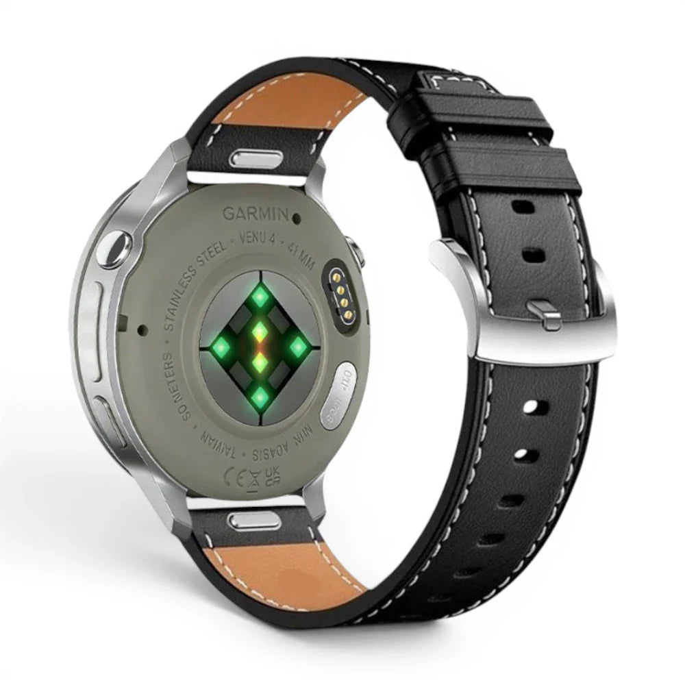 Bracelet Garmin Nappa cuir veritable vue face - Clipz-it