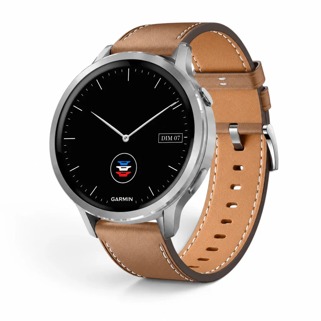 Bracelet Garmin Nappa cuir veritable vue face - Clipz-it