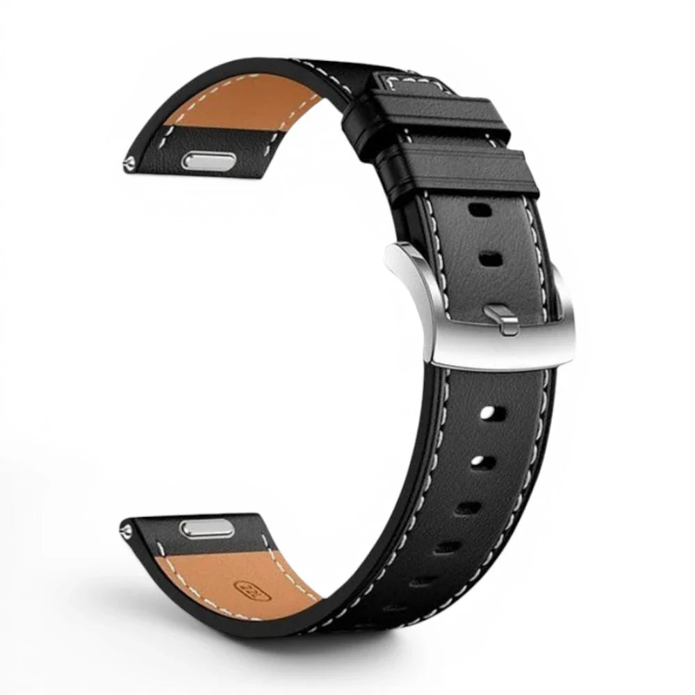 Bracelet Garmin Nappa cuir veritable coloris noir vue côté - Clipz-it