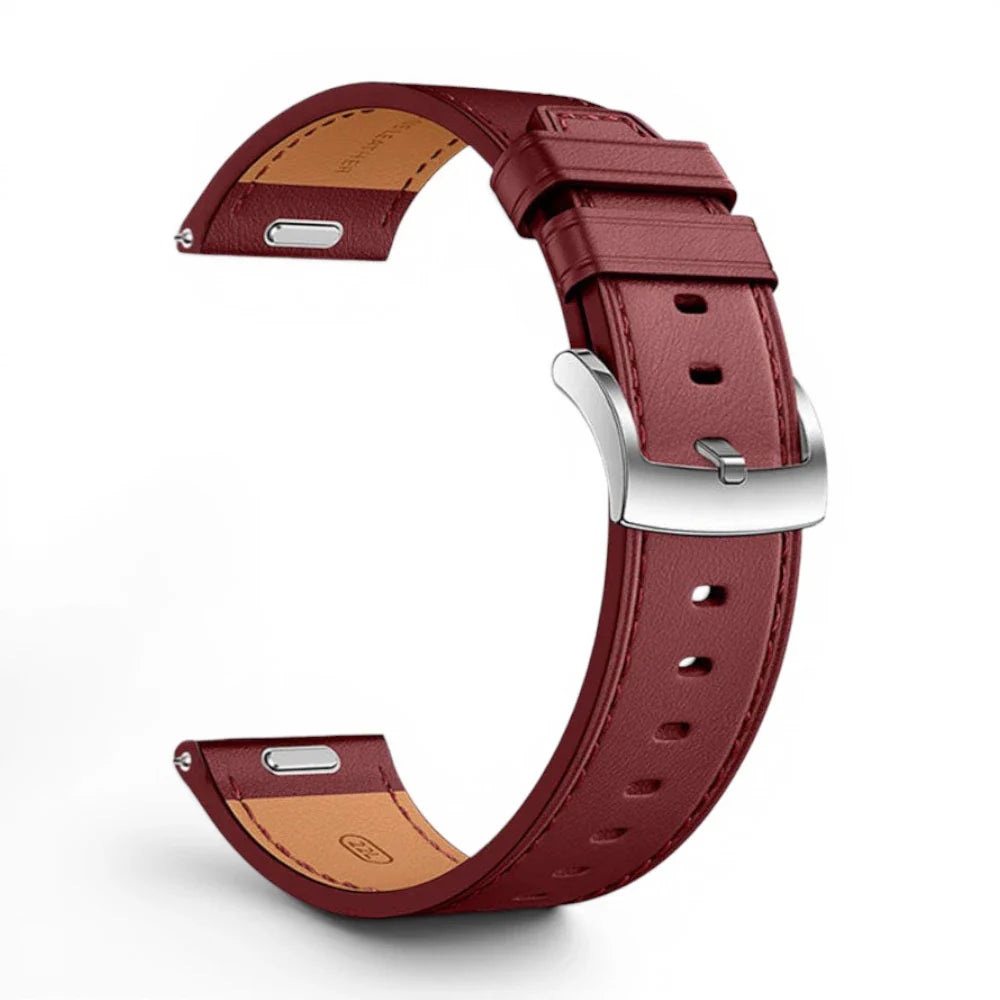 Bracelet Garmin Nappa cuir veritable coloris rouge vue côté - Clipz-it
