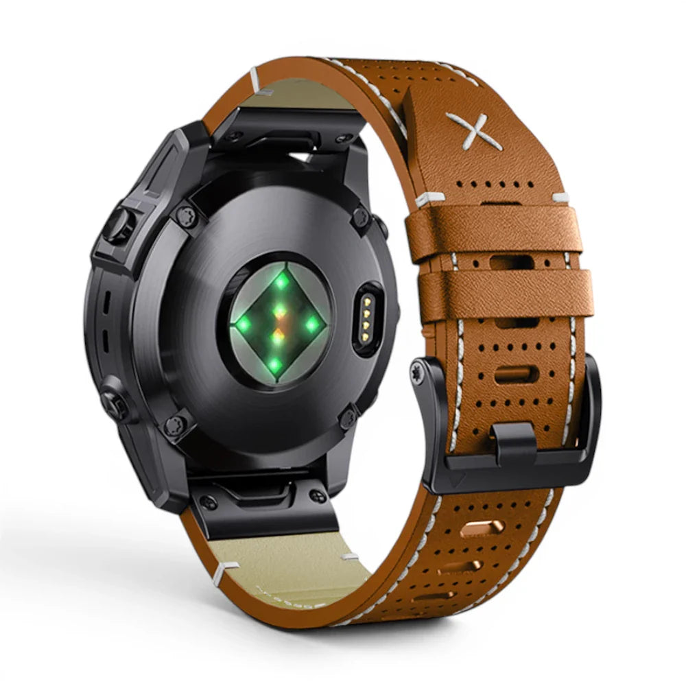 Bracelet Garmin Performance cuir performance coloris marron vue dos - Clipz-it