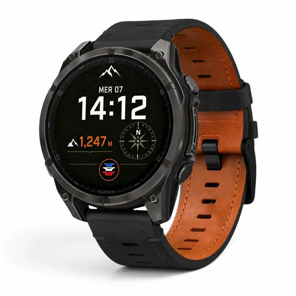 Bracelet Garmin Rancher cuir de vache vue face - Clipz-it