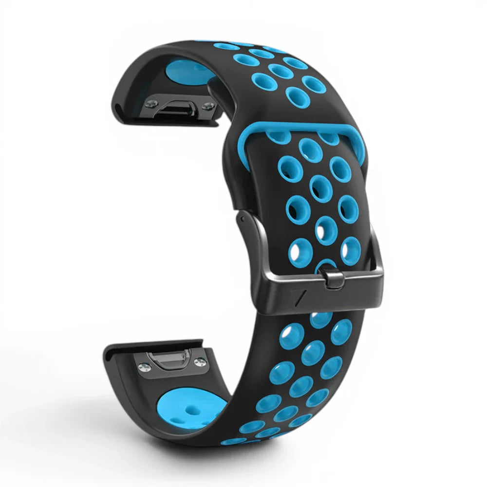 Bracelet Garmin Rhythm silicone sportif coloris turquoise vue côté - Clipz-it