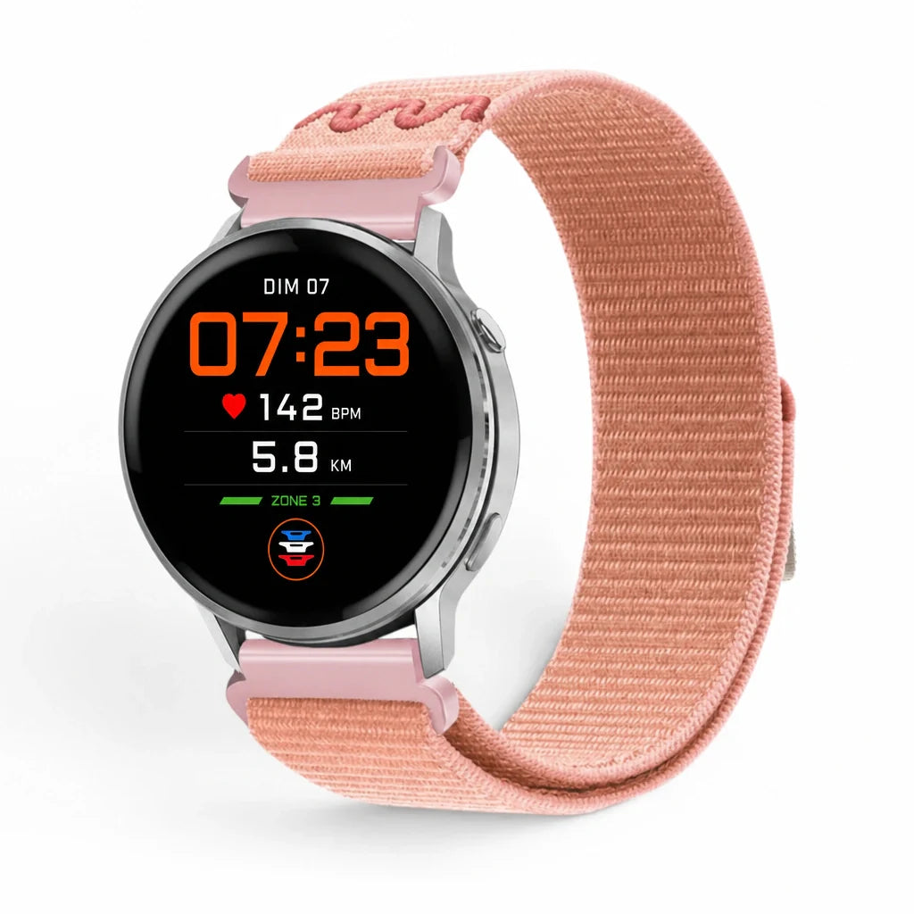 Bracelet Weave nylon tressé Garmin Quick-Release 18mm cadran Clipz-it vue face - Clipz-it