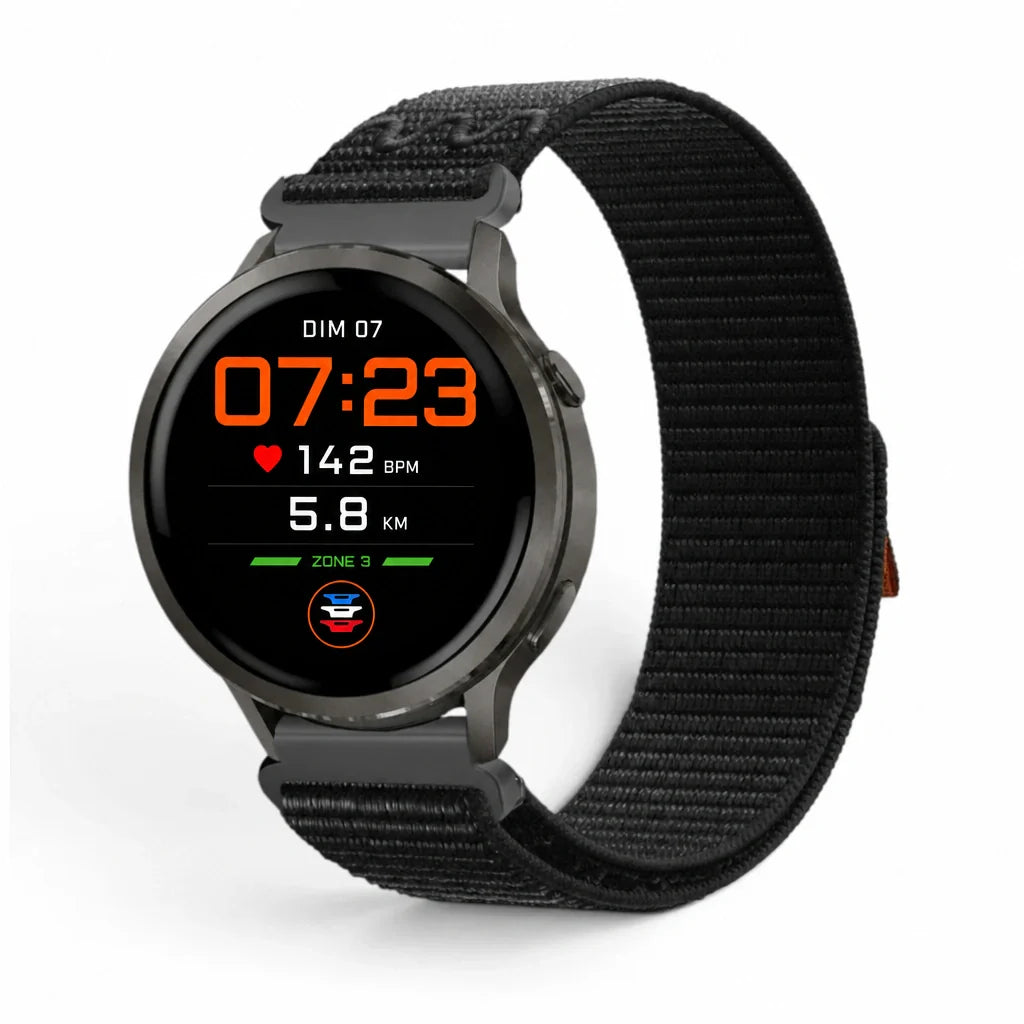 Bracelet Weave nylon tressé Garmin Quick-Release 20mm cadran Clipz-it vue face - Clipz-it