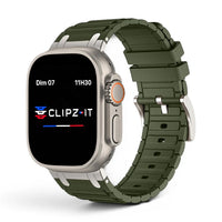 Bracelet Hexalink Silicone couleur Vert finition Titane pour Apple Watch - Clipz-it
