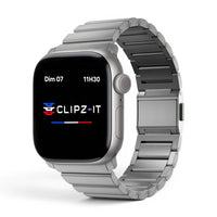 Bracelet Kevlar titane militaire couleur argent pour Apple Watch - Clipz-it