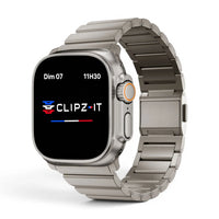 Bracelet Kevlar titane militaire couleur titane pour Apple Watch - Clipz-it