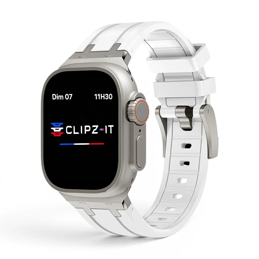 Bracelet Kratos silicone renforcé couleur blanc pour Apple Watch - Clipz-it