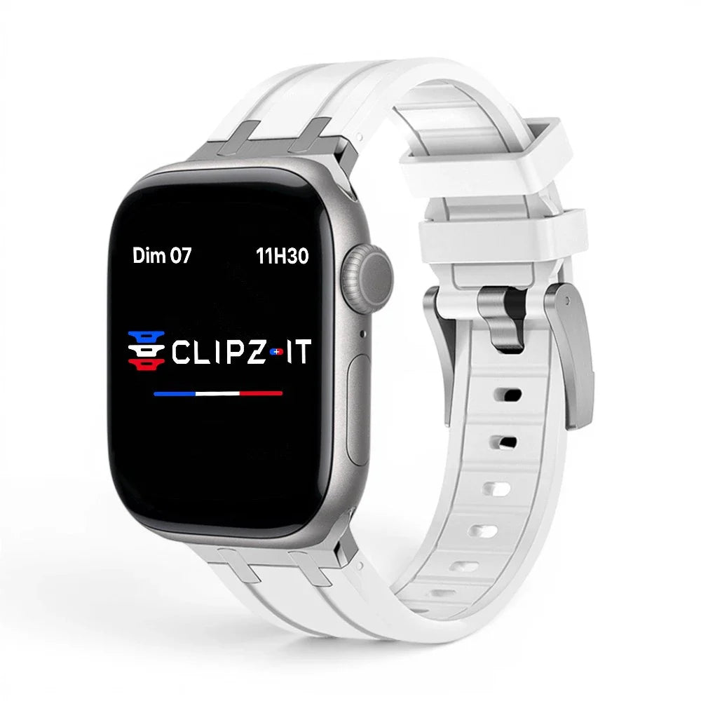 Bracelet Kratos silicone renforcé couleur blanc pour Apple Watch - Clipz-it