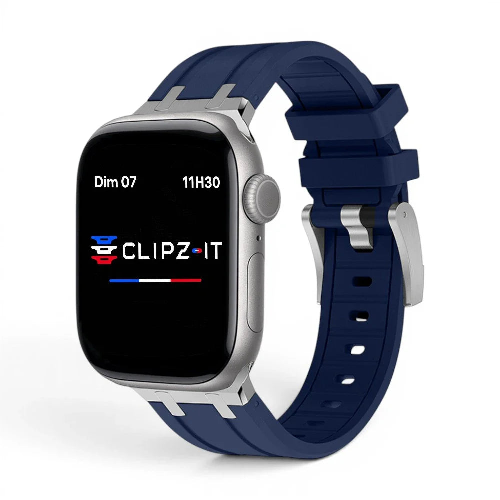 Bracelet Kratos silicone renforcé couleur bleu pour Apple Watch - Clipz-it