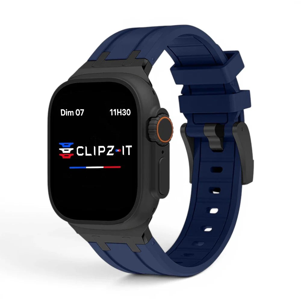 Bracelet Kratos silicone renforcé couleur bleu pour Apple Watch - Clipz-it