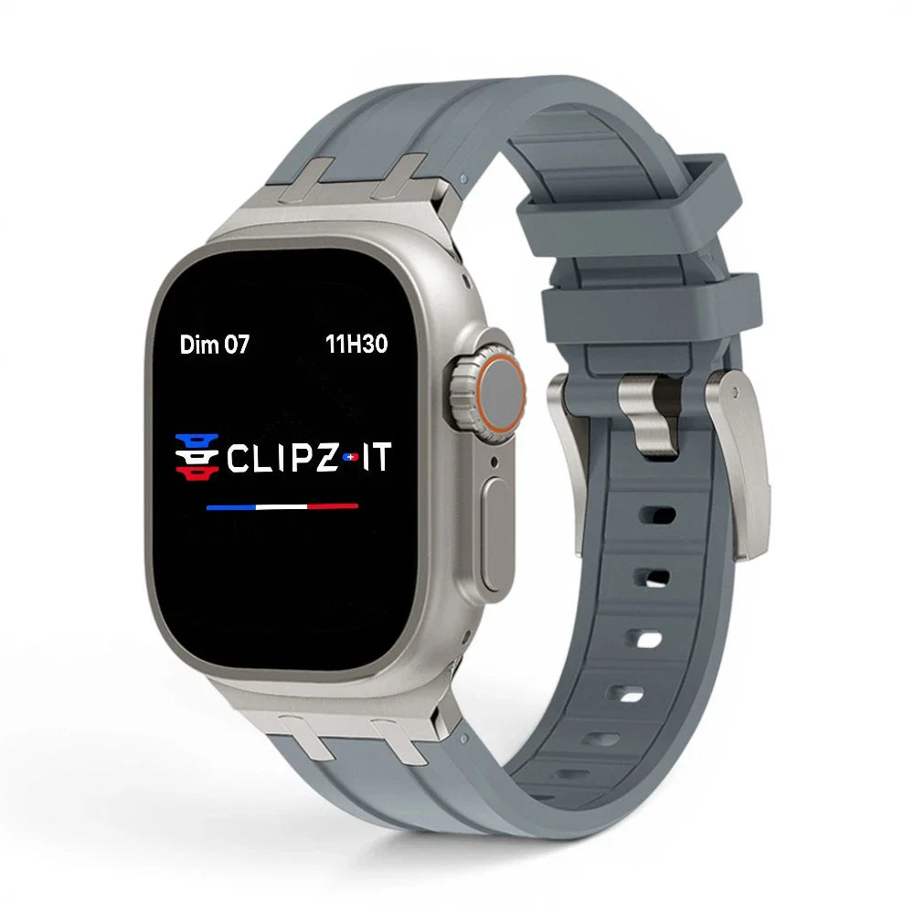 Bracelet Kratos silicone renforcé couleur gris pour Apple Watch - Clipz-it