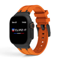 Bracelet Kratos silicone renforcé couleur orange pour Apple Watch - Clipz-it