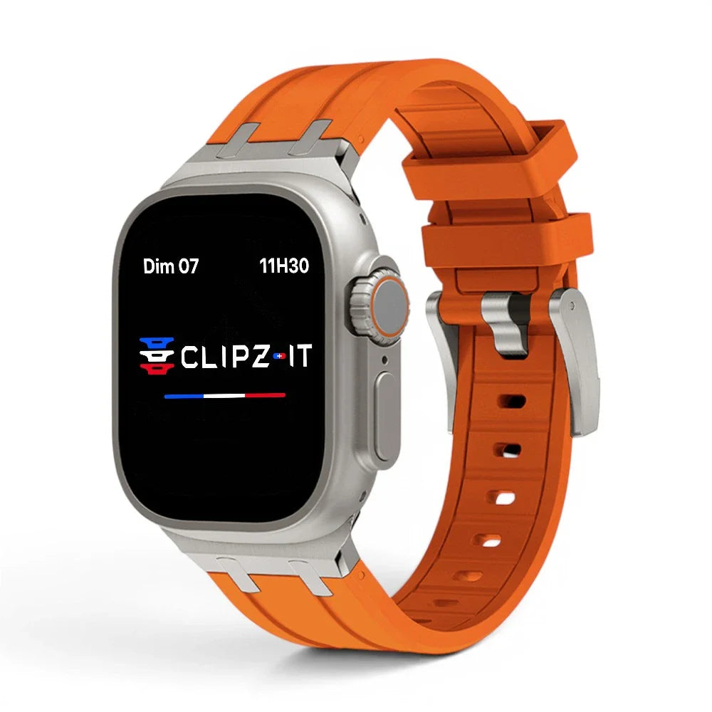 Bracelet Kratos silicone renforcé couleur orange pour Apple Watch - Clipz-it