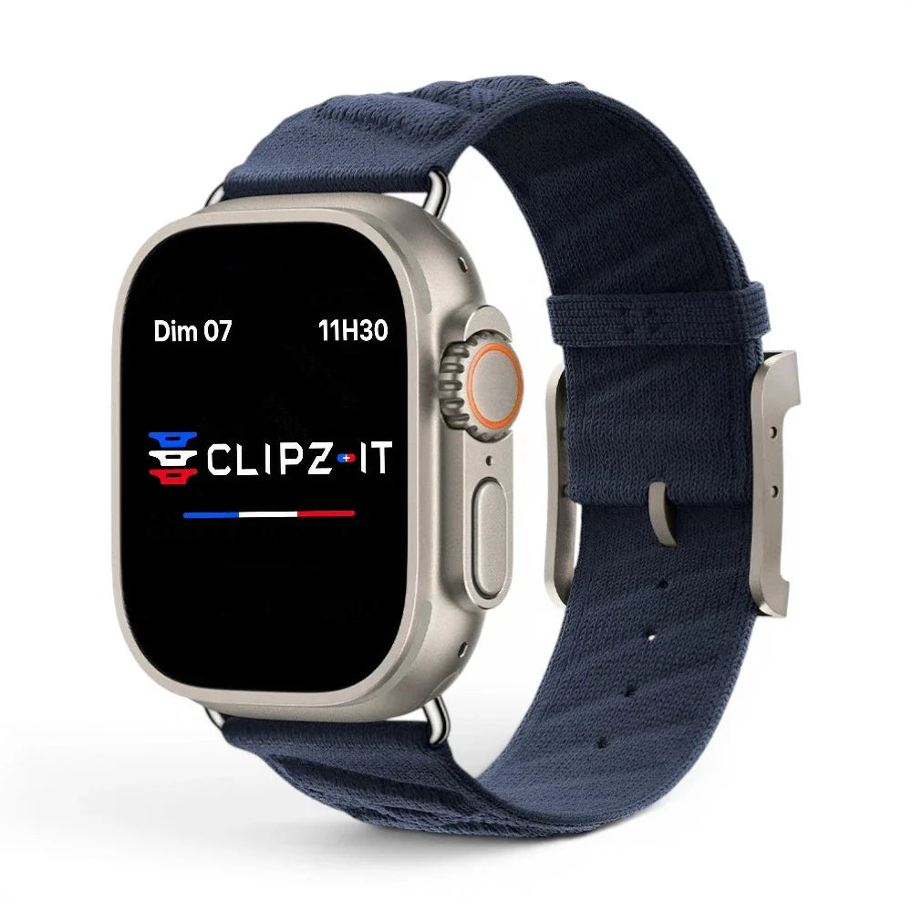 Bracelet Legado tissu tricoté couleur bleu pour Apple Watch - Clipz-it