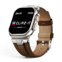 Bracelet Legend Cuir & titane couleur Café pour Apple Watch - Clipz-it