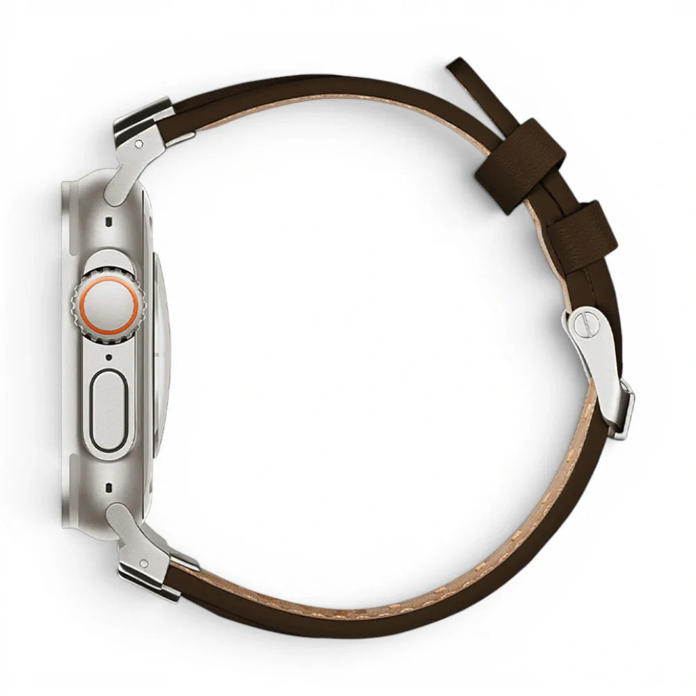 Bracelet Legend Cuir & titane vue profil pour Apple Watch - Clipz-it
