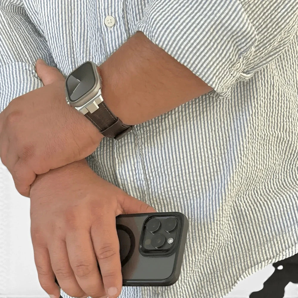 Bracelet Legend Cuir & titane pour Apple Watch - Clipz-it