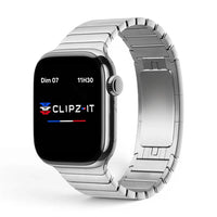 Bracelet Maillon acier inoxydable maillons couleur argent pour Apple Watch - Clipz-it