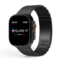 Bracelet Maillon acier inoxydable maillons couleur noir pour Apple Watch - Clipz-it