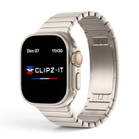 Bracelet Maillon acier inoxydable maillons couleur titane pour Apple Watch - Clipz-it
