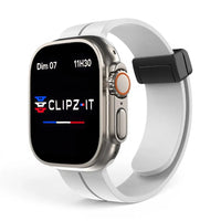 Bracelet Marina silicone aimanté marin couleur blanc pour Apple Watch - Clipz-it