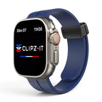 Bracelet Marina silicone aimanté marin couleur bleu pour Apple Watch - Clipz-it