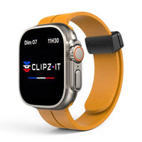 Bracelet Marina silicone aimanté marin couleur jaune pour Apple Watch - Clipz-it