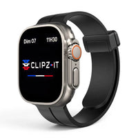 Bracelet Marina silicone aimanté marin couleur noir pour Apple Watch - Clipz-it