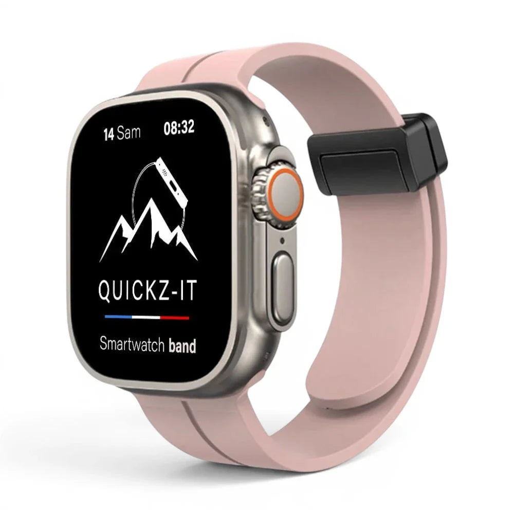 Bracelet Marina silicone aimanté marin couleur rose pour Apple Watch - Clipz-it
