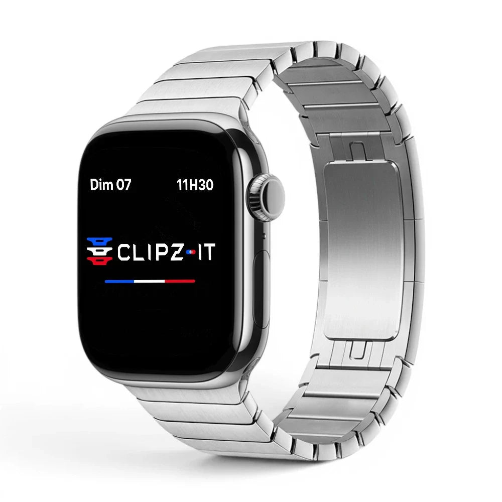 Bracelet Modula acier maillons modernes couleur argent pour Apple Watch - Clipz-it