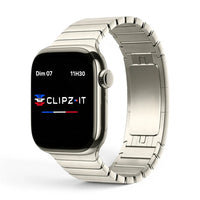 Bracelet Modula acier maillons modernes couleur lumiere-stellaire pour Apple Watch - Clipz-it