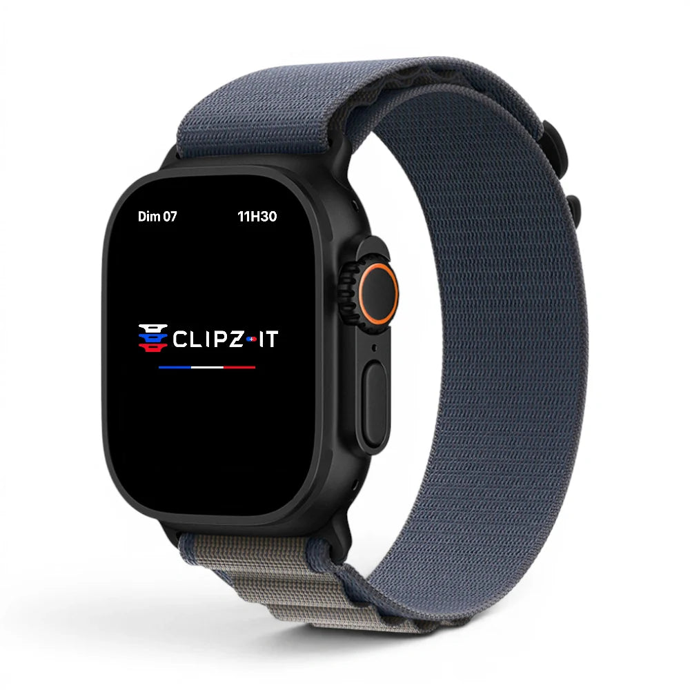 Bracelet Mountain nylon sportif couleur Bleu pour Apple Watch - Clipz-it