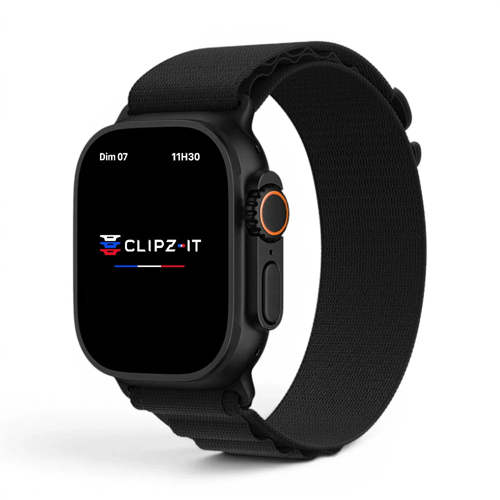 Bracelet Mountain nylon sportif couleur Noir pour Apple Watch - Clipz-it