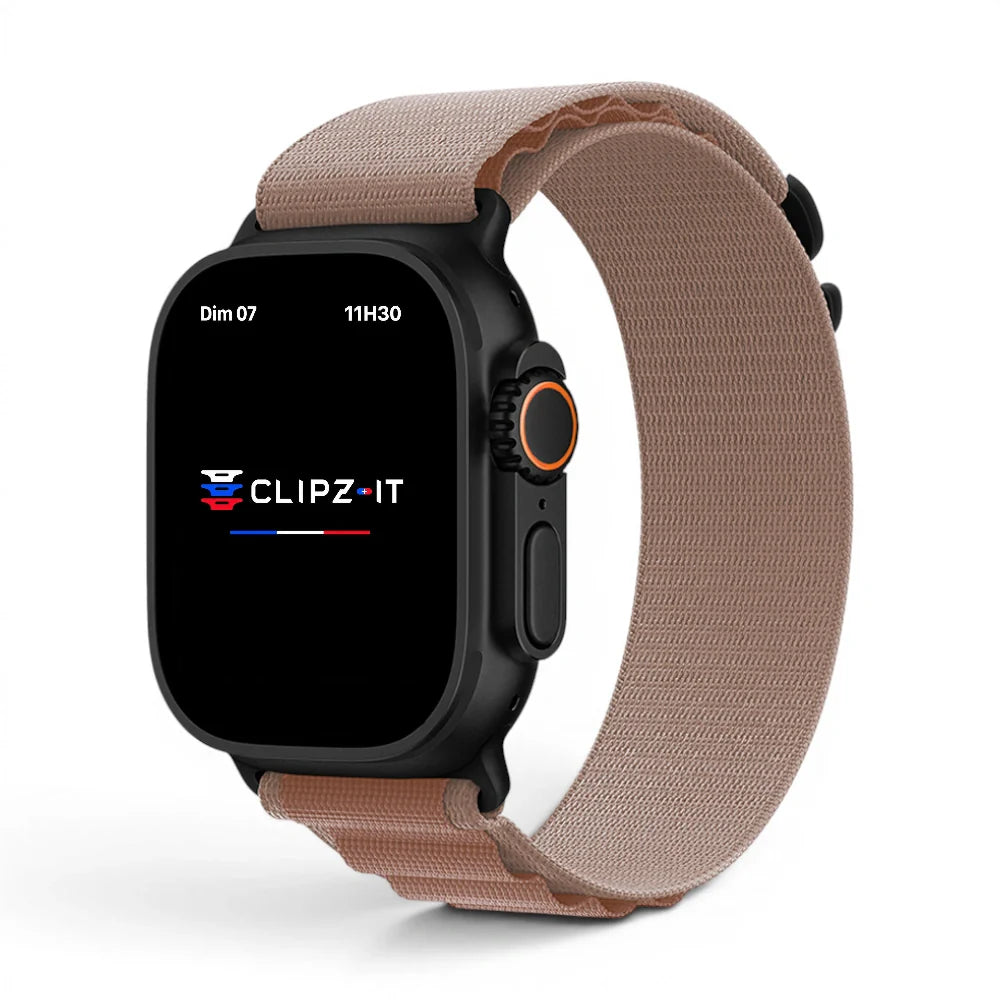 Bracelet Mountain nylon sportif couleur Rose nude pour Apple Watch - Clipz-it