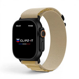 Bracelet Mountain nylon sportif couleur Sahara pour Apple Watch - Clipz-it